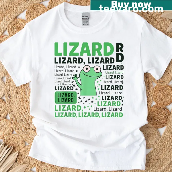 Quirky lizard meme t-shirt featuring fun lizard graphics
