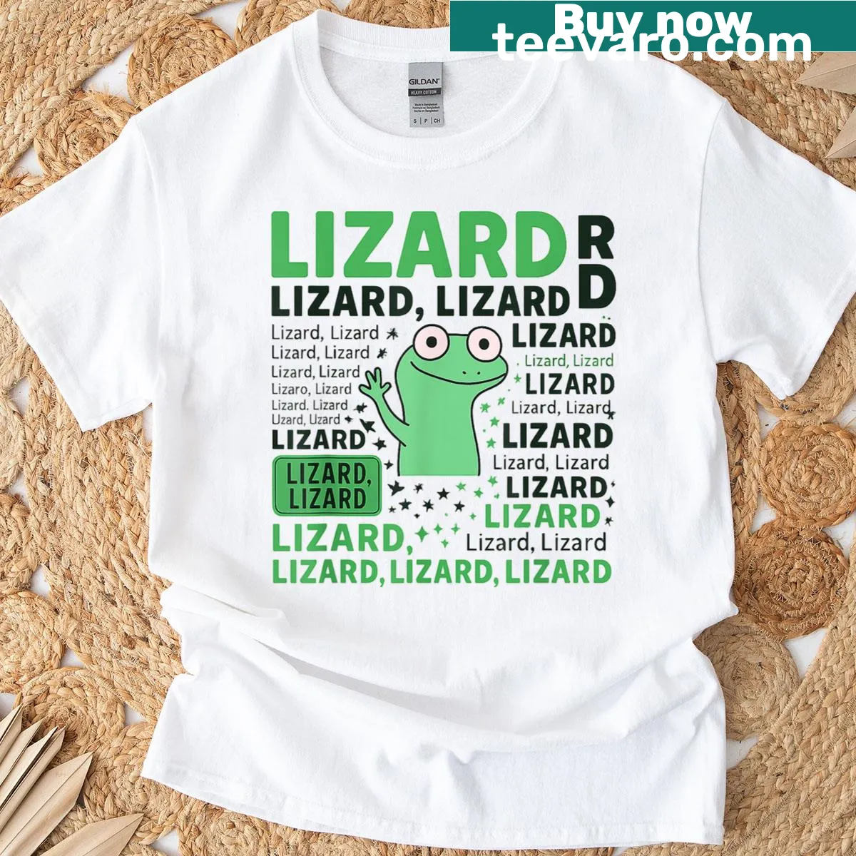 Quirky lizard meme t-shirt featuring fun lizard graphics — on a men's t-shirt