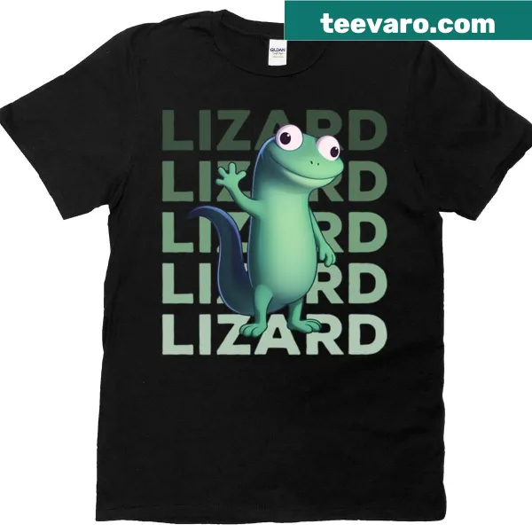 Cute cartoon lizard meme T-shirt in weirdcore style.