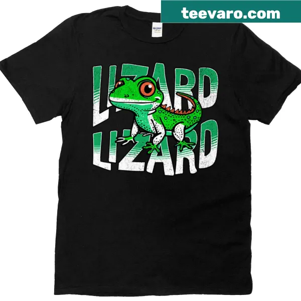 Retro-style T-shirt with a cute lizard and weirdcore design