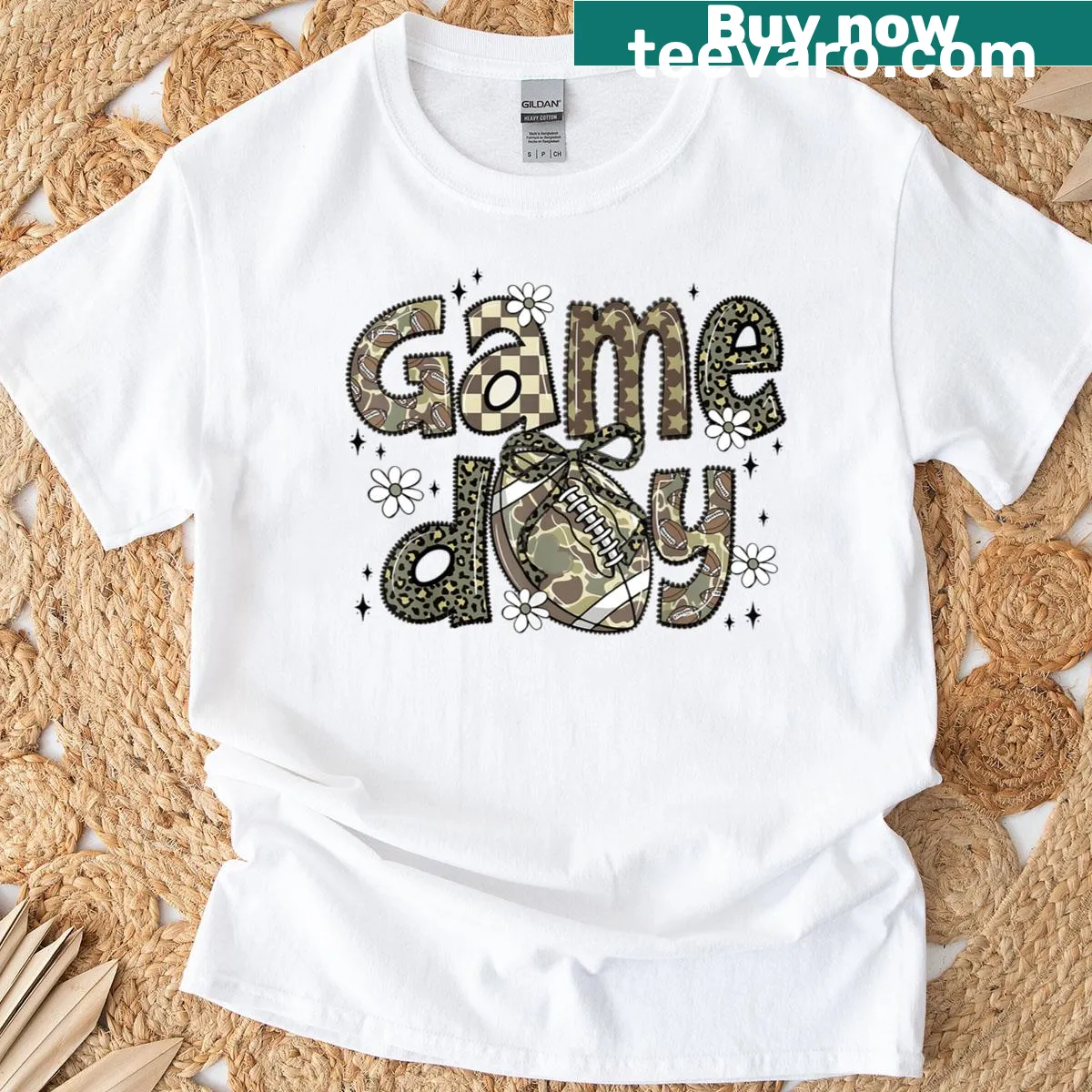 Checkered design football shirt with bow for women — on a men's t-shirt