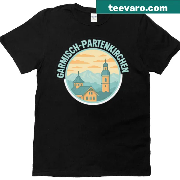 Vintage alpine skyline design T-shirt inspired by Garmisch-Partenkirchen