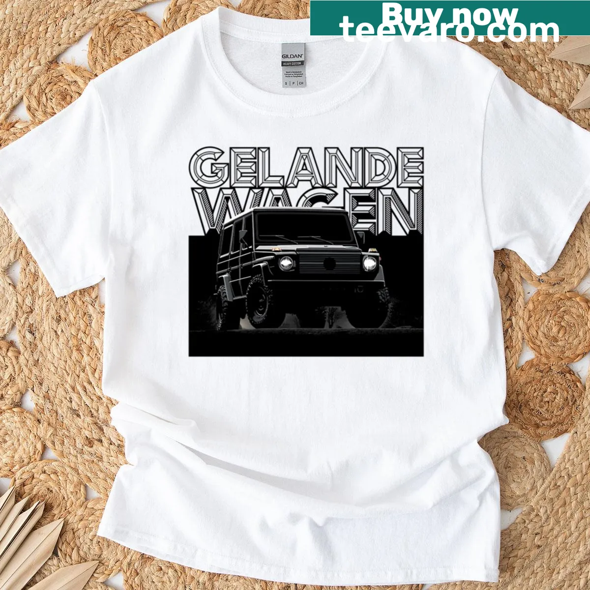 Emblem design Gelande Wagen T-shirt — on a men's t-shirt