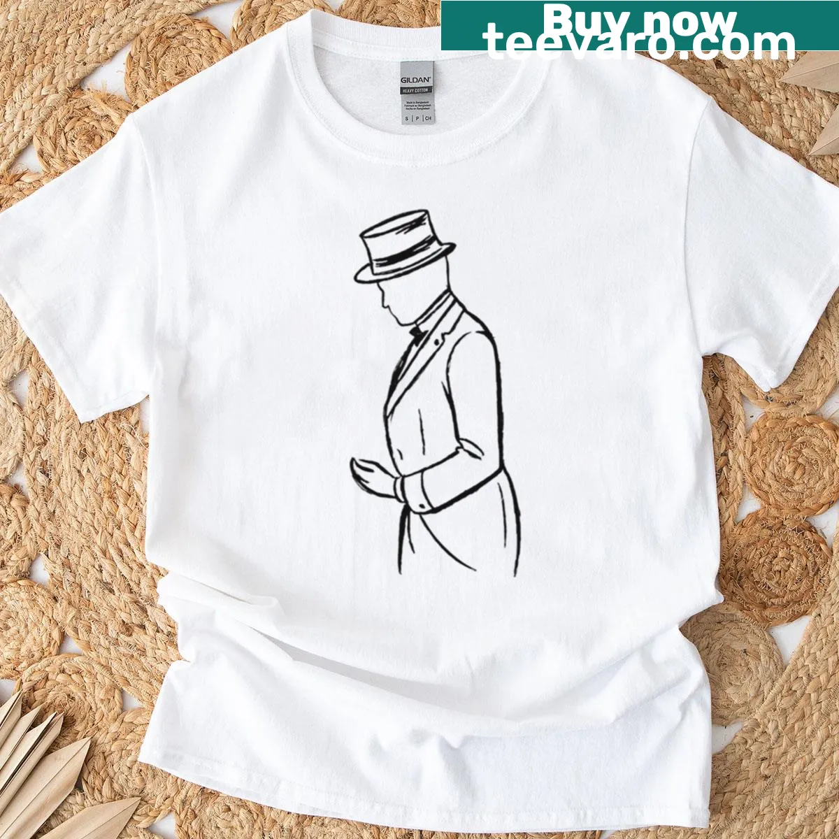 Artistic groom illustration T-shirt for weddings — on a men's t-shirt