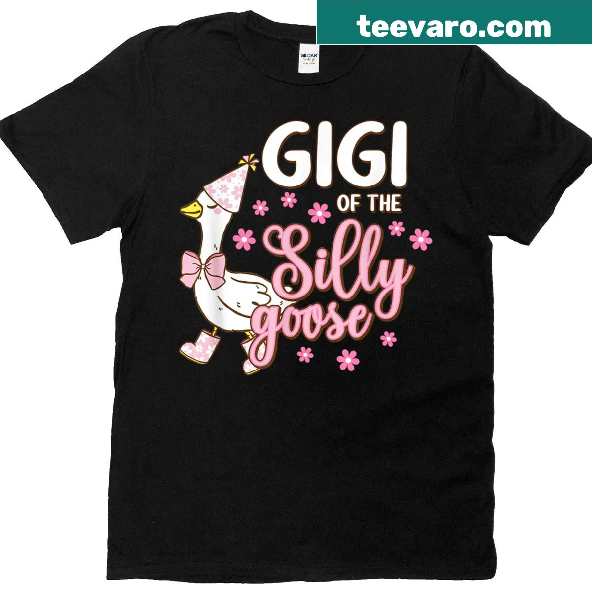 Cute illustration of a silly goose for a child's first birthday — on a men's t-shirt