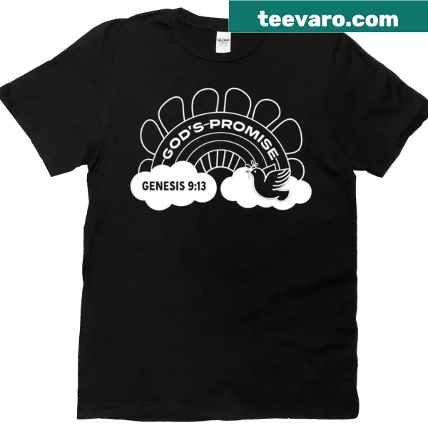 T-shirt with 'God's Promise' graphic and rainbow design