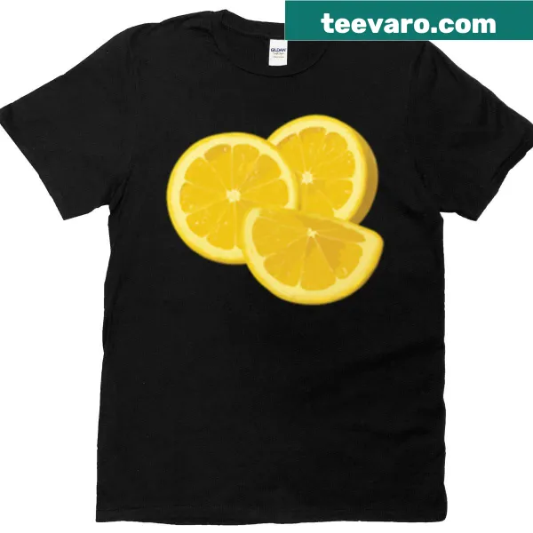 Illustration of a cheerful group of lemons on a T-shirt