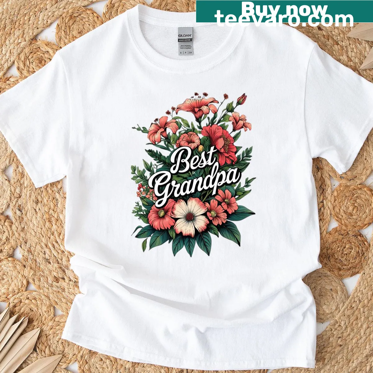 Botanical design honoring grandpa on a t-shirt — on a men's t-shirt