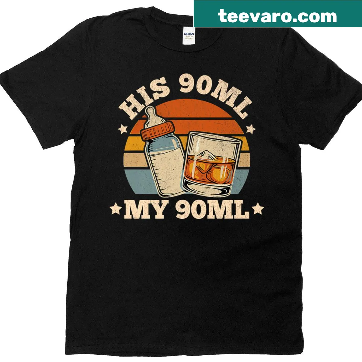 Funny whiskey-themed graphic for new dads on a T-shirt — on a men's t-shirt