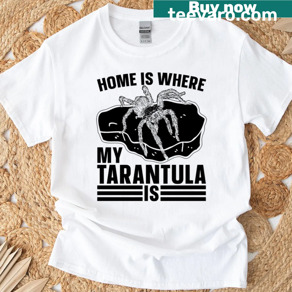 Tarantula lover t-shirt with illustration and heartfelt message — on a men's t-shirt