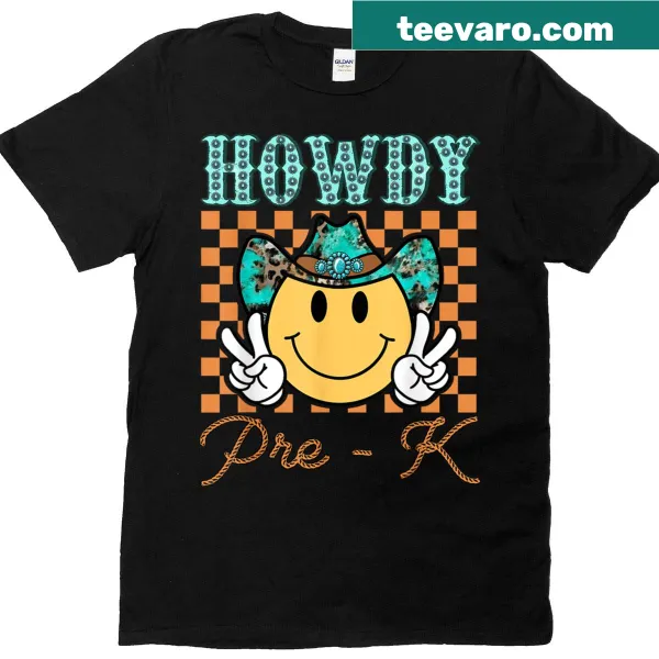 Playful retro cowboy and cowgirl T-shirt for pre-k teachers and kids