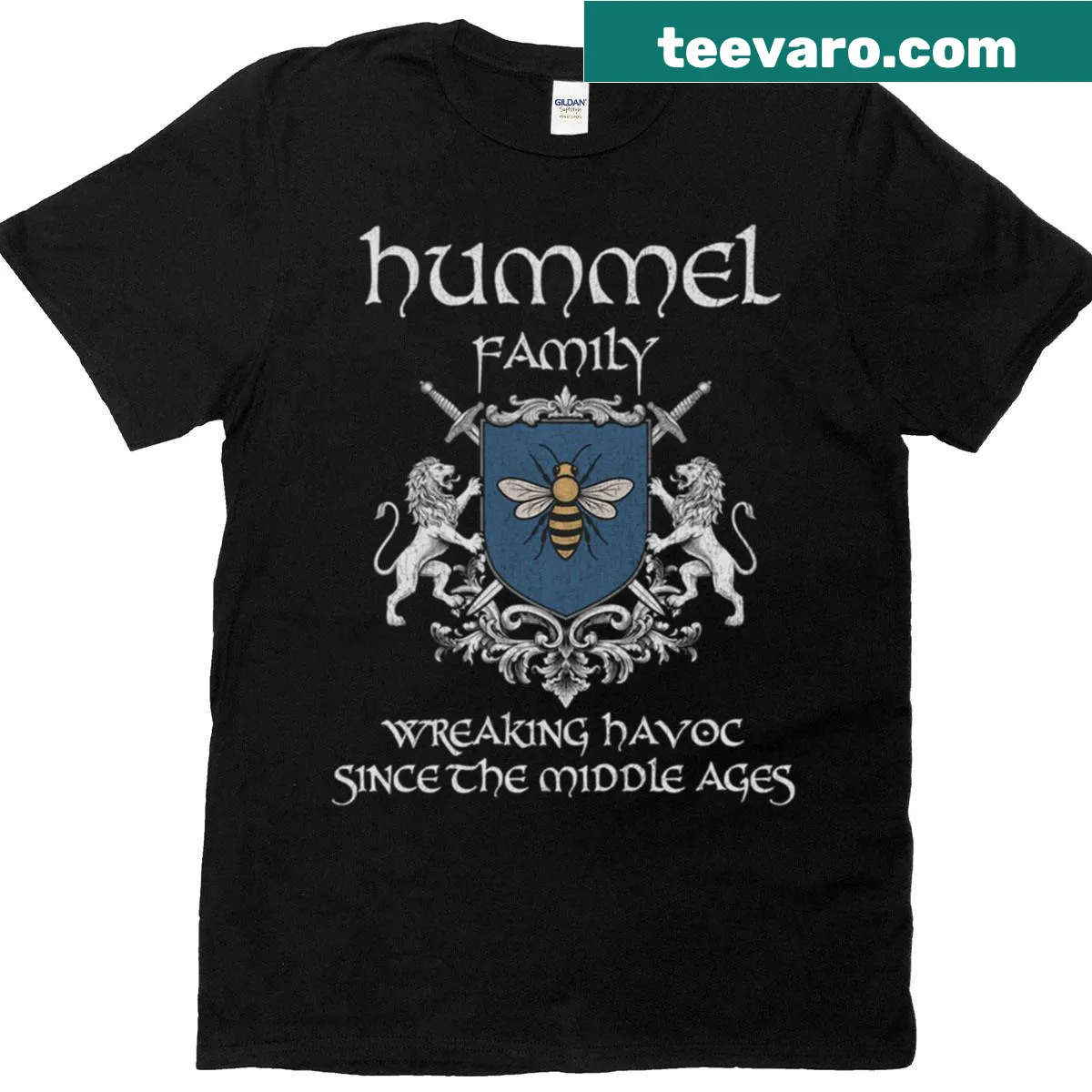 Vintage Hummel family crest design emblem on a T-shirt — on a men's t-shirt