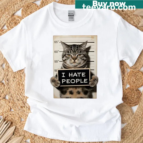 Funny I Hate People Cat t-shirt for cat lovers