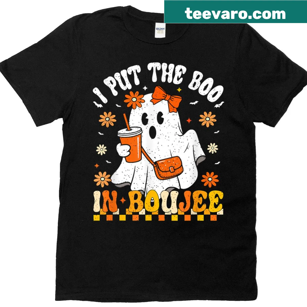 Funny Halloween shirt with ghost graphics and humorous text — on a men's t-shirt