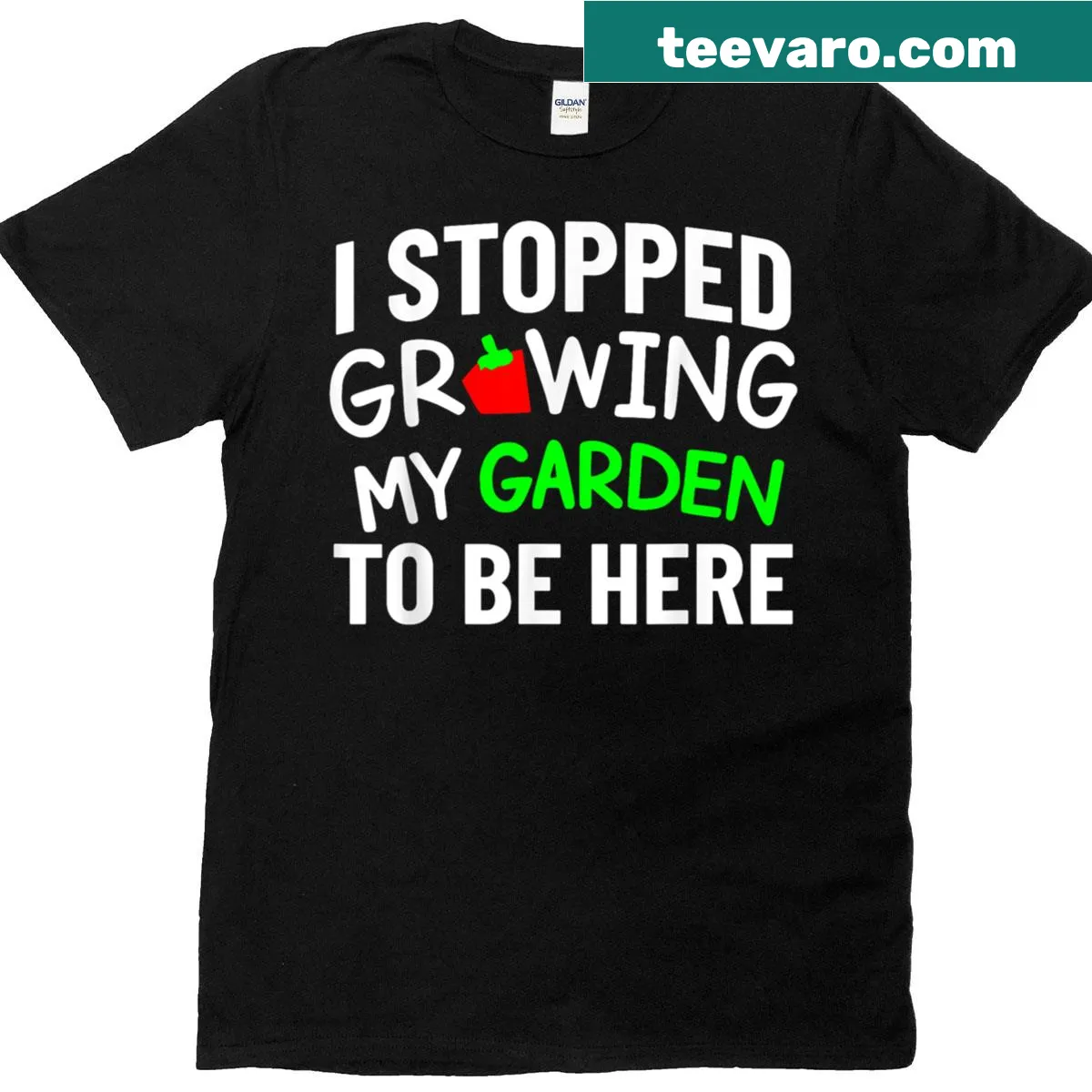 Funny T-shirt about stopping garden growth for gaming — on a men's t-shirt