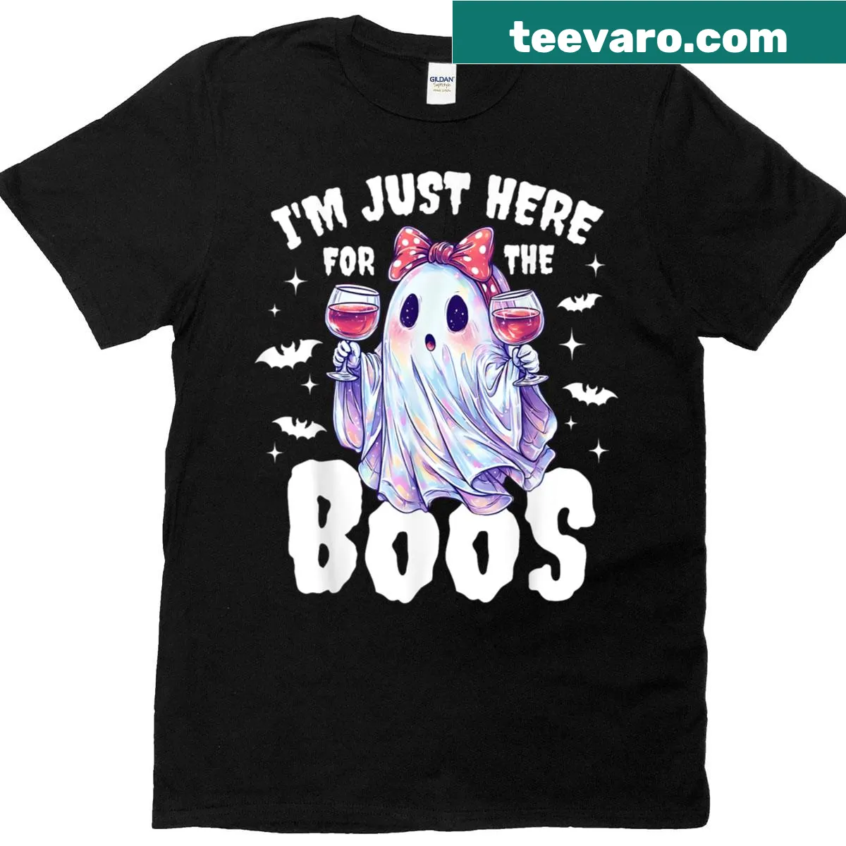 Funny Halloween T-shirt with ghost and text about boos — on a men's t-shirt
