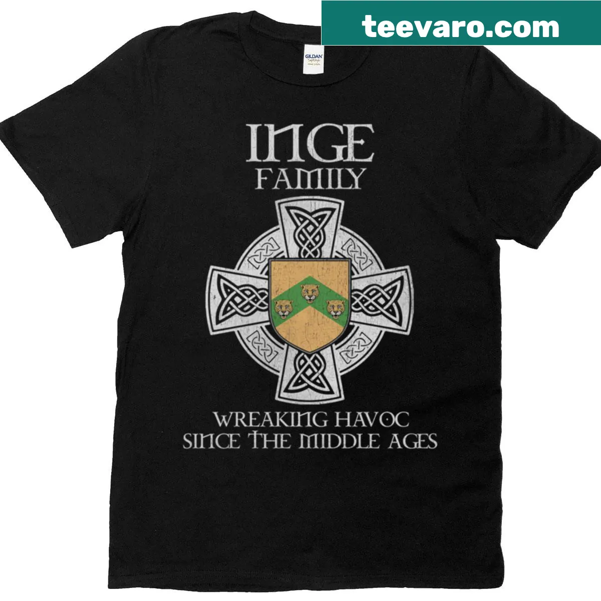 Vintage Inge family crest T-shirt for ancestry lovers — on a men's t-shirt