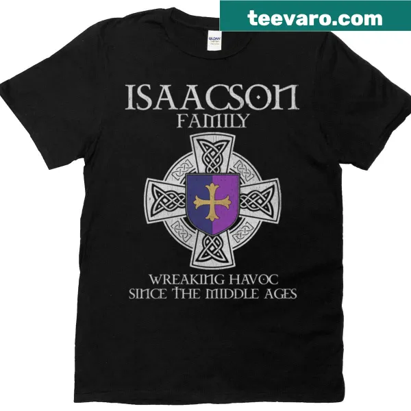 Vintage Isaacson family crest t-shirt with medieval heritage design