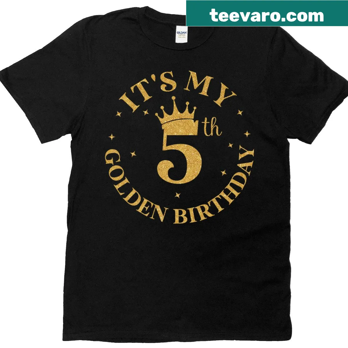 Kids' T-shirt celebrating a 5th birthday with playful typography — on a men's t-shirt