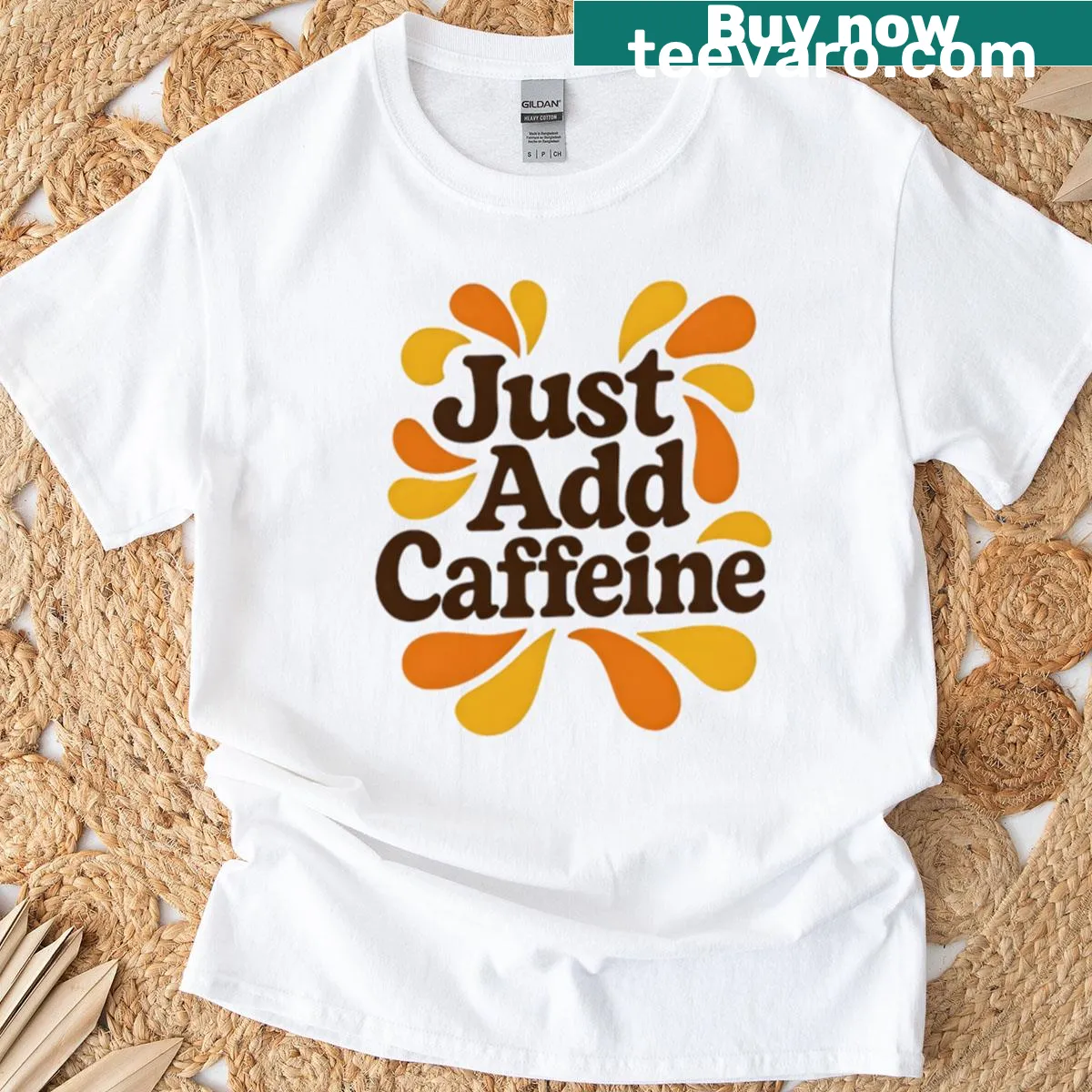 Funny coffee quote in retro typography on a t-shirt — on a men's t-shirt