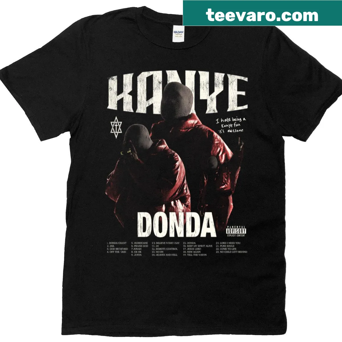 Kanye Donda T-shirt celebrating the artist's work — on a men's t-shirt