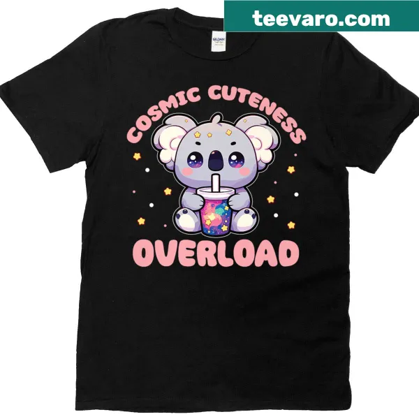 Cute koala drinking bubble tea with galaxy background