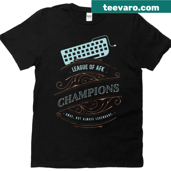 Typography t-shirt with League Of Afk Champions phrase