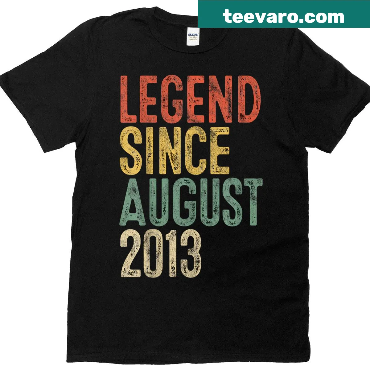 T-shirt celebrating a 12th birthday with the word 'Legend' and the year 2013 — on a men's t-shirt