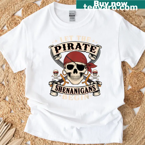 Cartoon pirate t-shirt featuring a skull design for kids