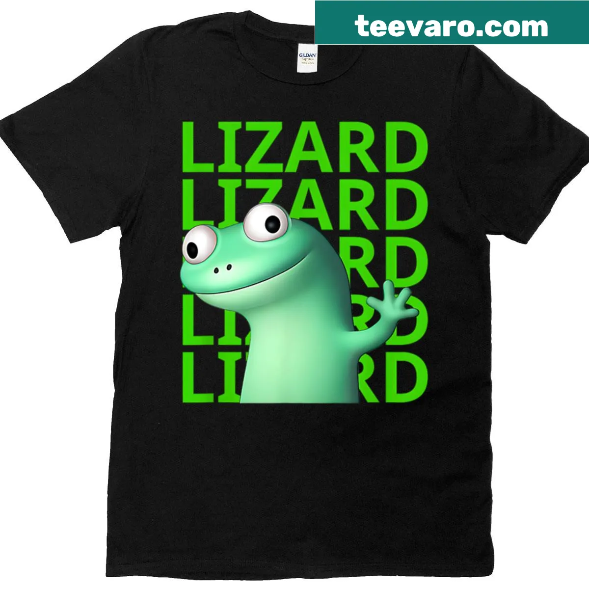 Funny lizard meme t-shirt with playful text — on a men's t-shirt