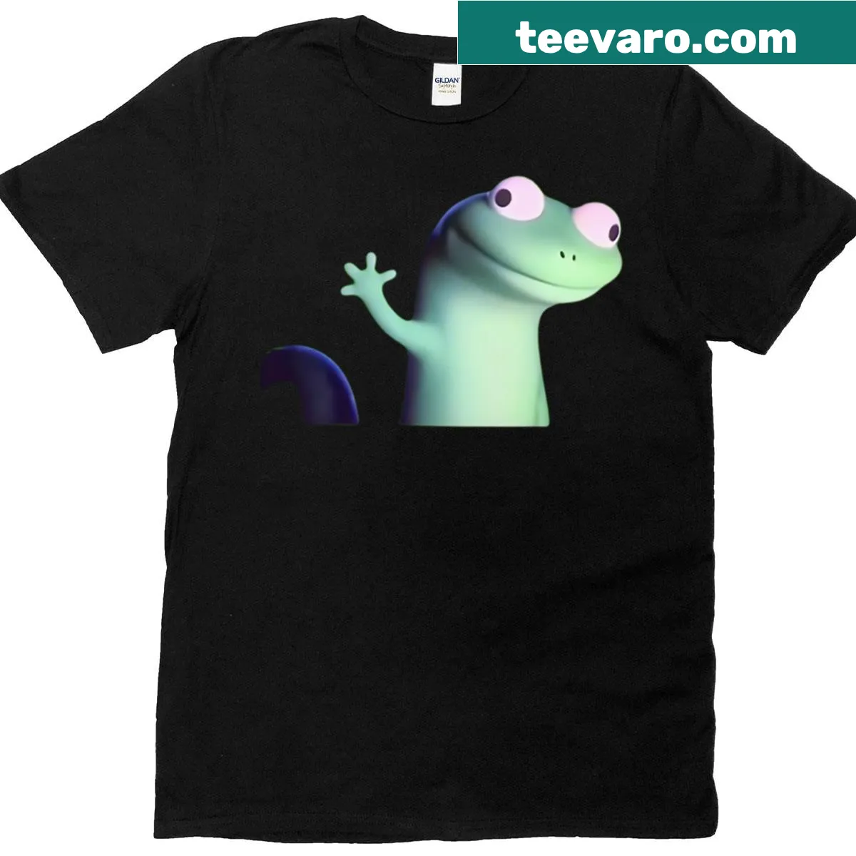Boxy lizard meme t-shirt with humorous graphic — on a men's t-shirt