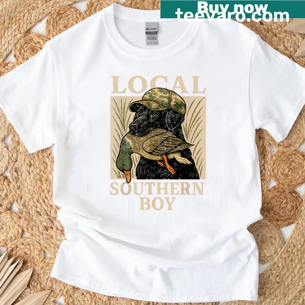 Vintage t-shirt featuring a black lab hunting theme