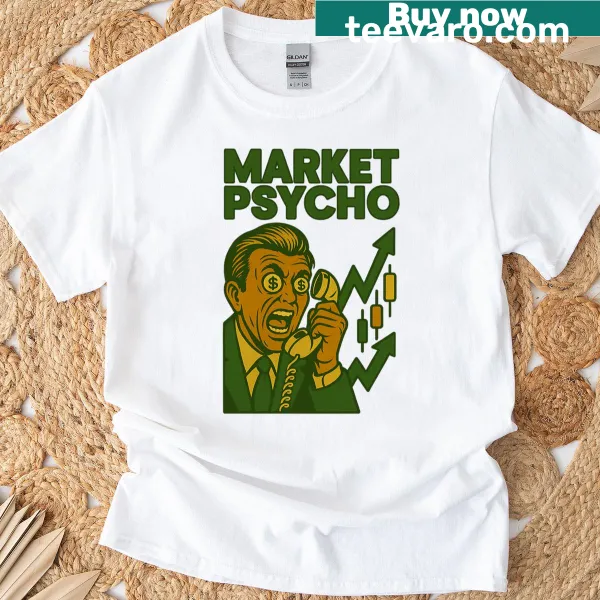 Retro-style oversized tee with humorous stock trader design.