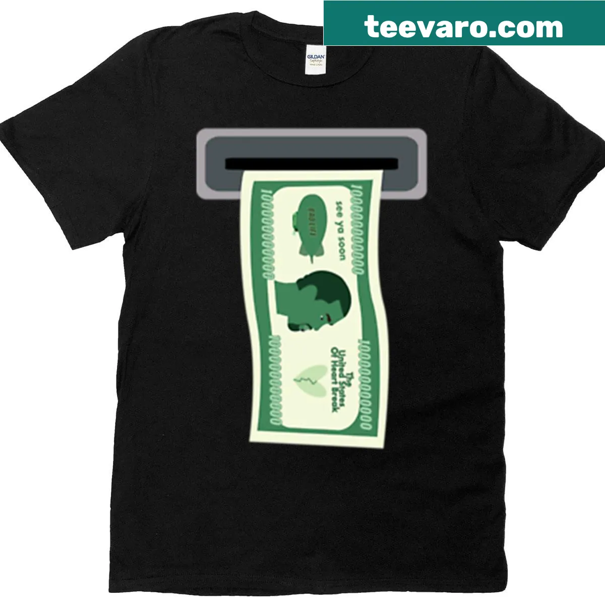 T-shirt with humorous text about validating money — on a men's t-shirt