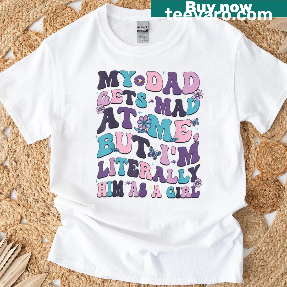 Funny typography t-shirt about dad and daughter resemblance — on a men's t-shirt