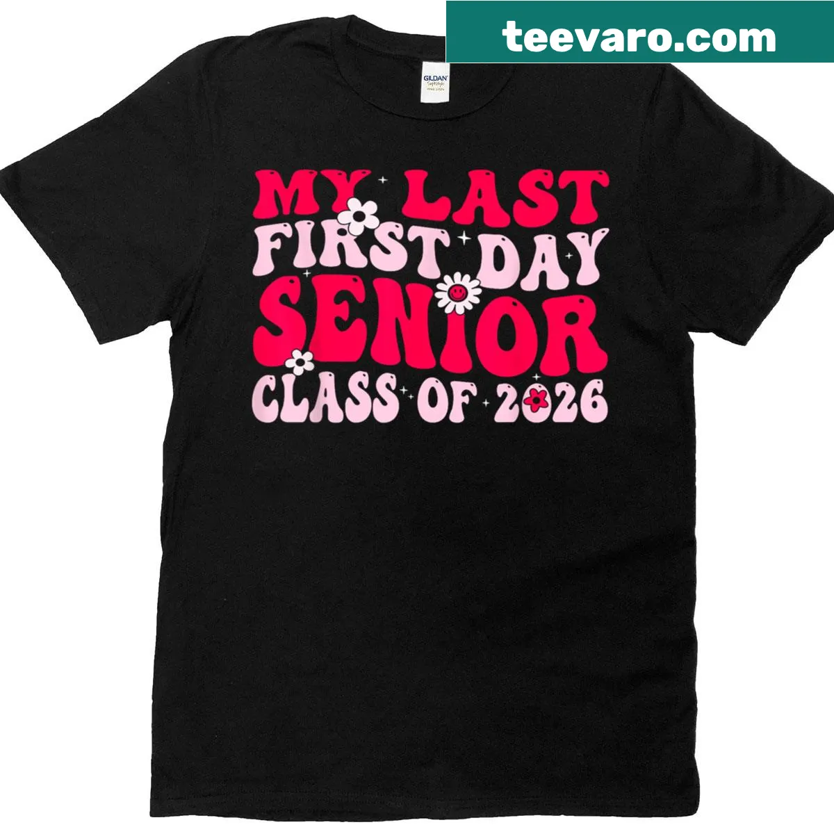 Funny back-to-school T-shirt for seniors with 'My Last First Day' design — on a men's t-shirt