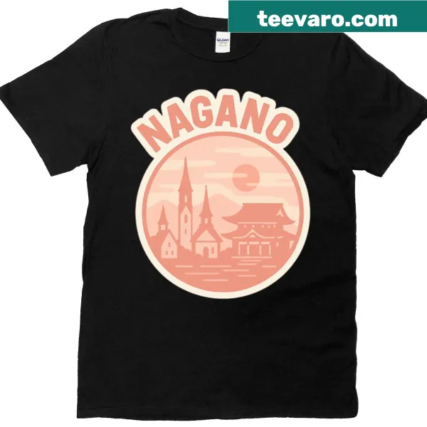 Vintage skyline design of Nagano on a t-shirt