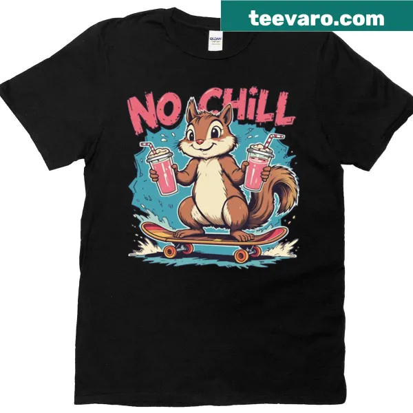 Funny T-shirt with a squirrel skateboarding design