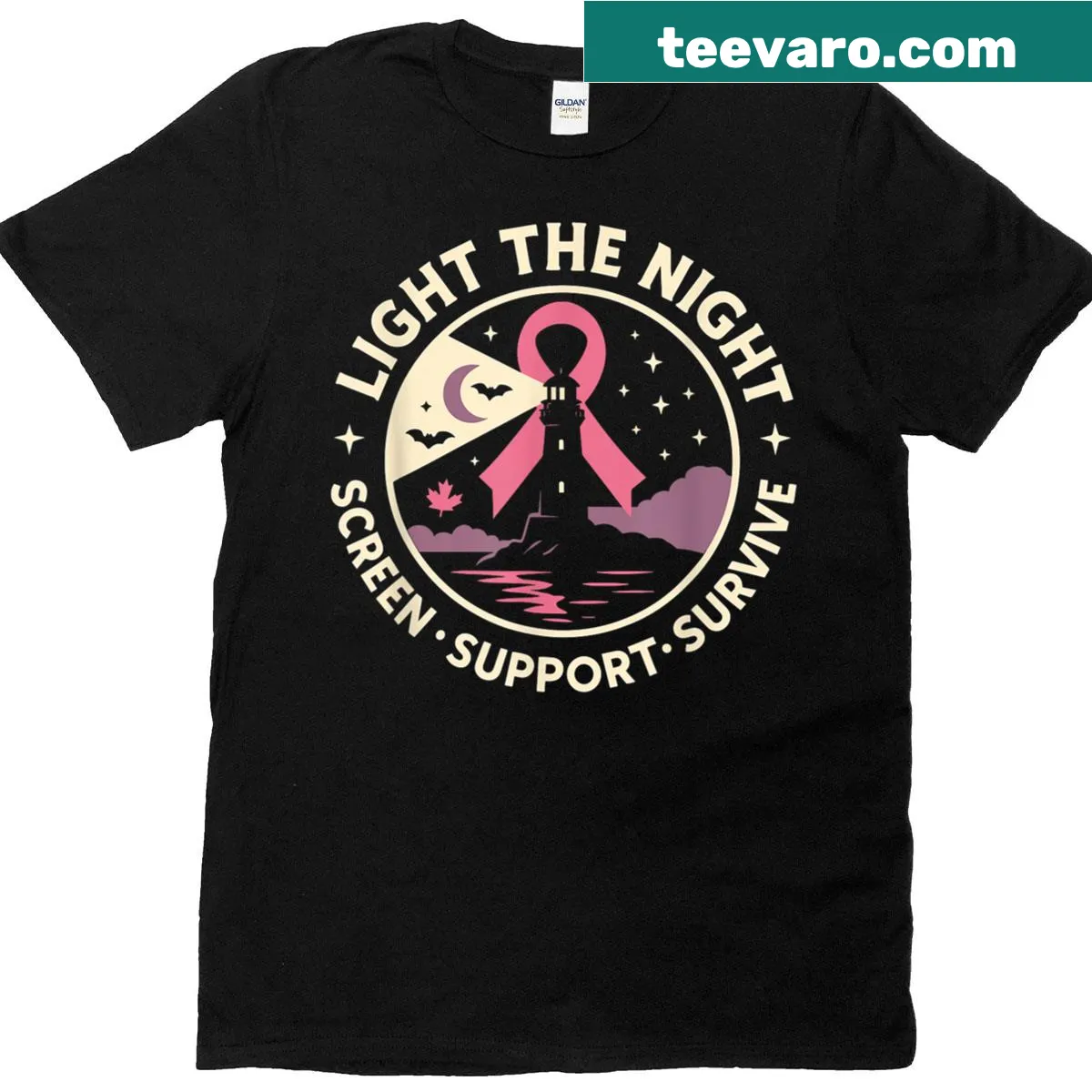 October Breast Cancer Awareness t-shirt featuring a pink ribbon design — on a men's t-shirt