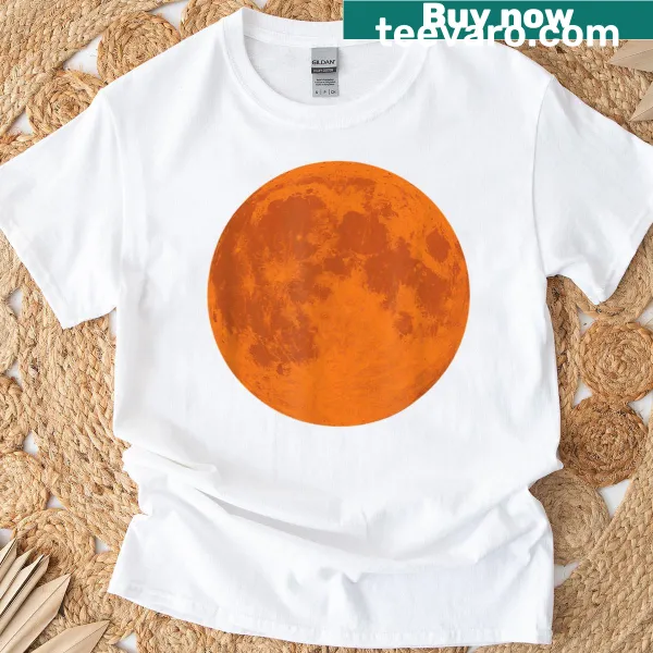 Illustration of an orange moon on a t-shirt