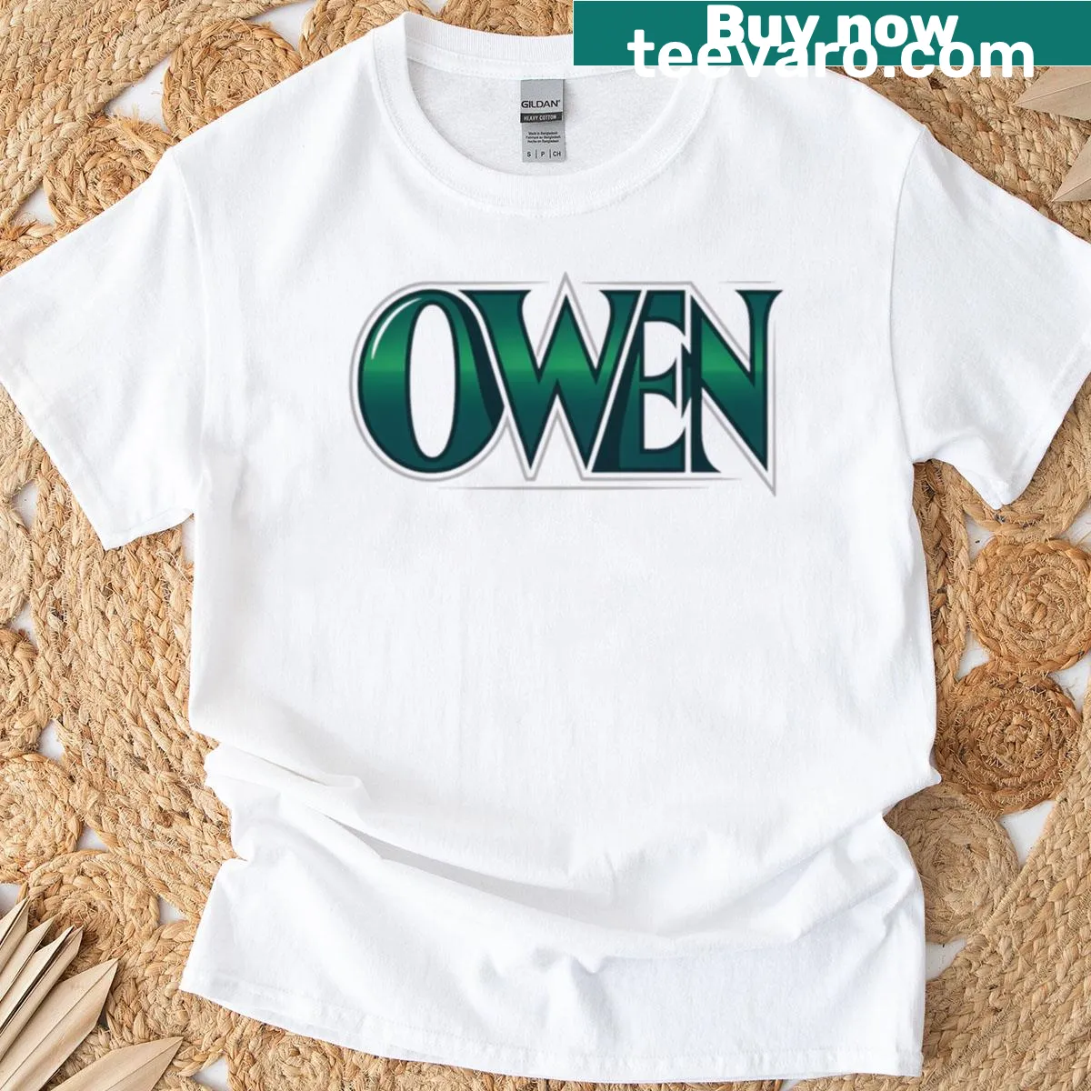 Vintage personalized name design on Owen Retro T-shirt — on a men's t-shirt