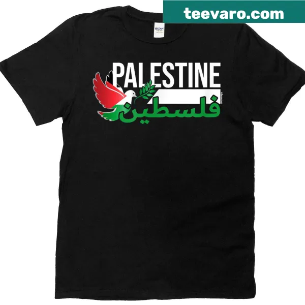 Peace dove with Palestinian flag printed on a T-shirt.