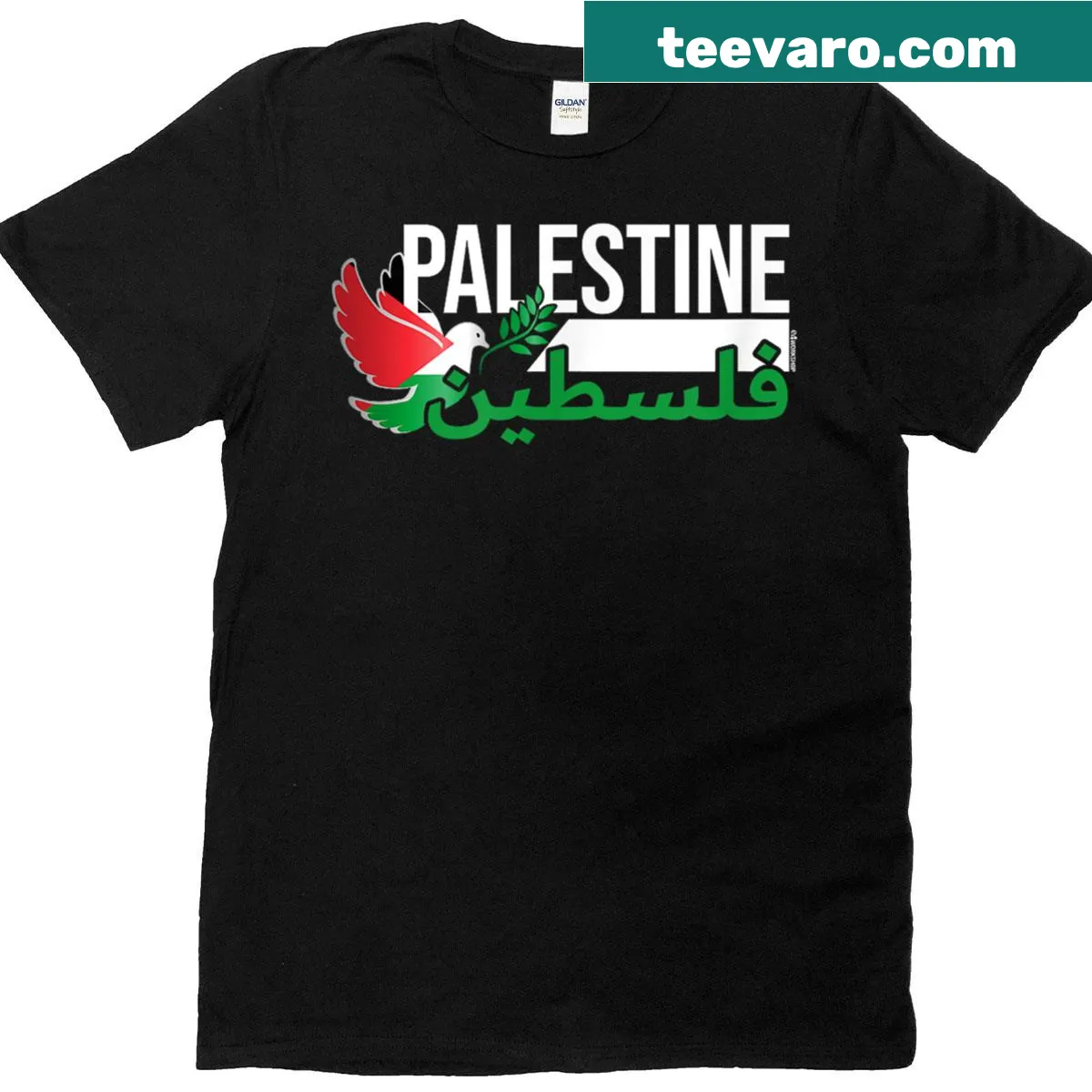 Peace dove with Palestinian flag printed on a T-shirt. — on a men's t-shirt