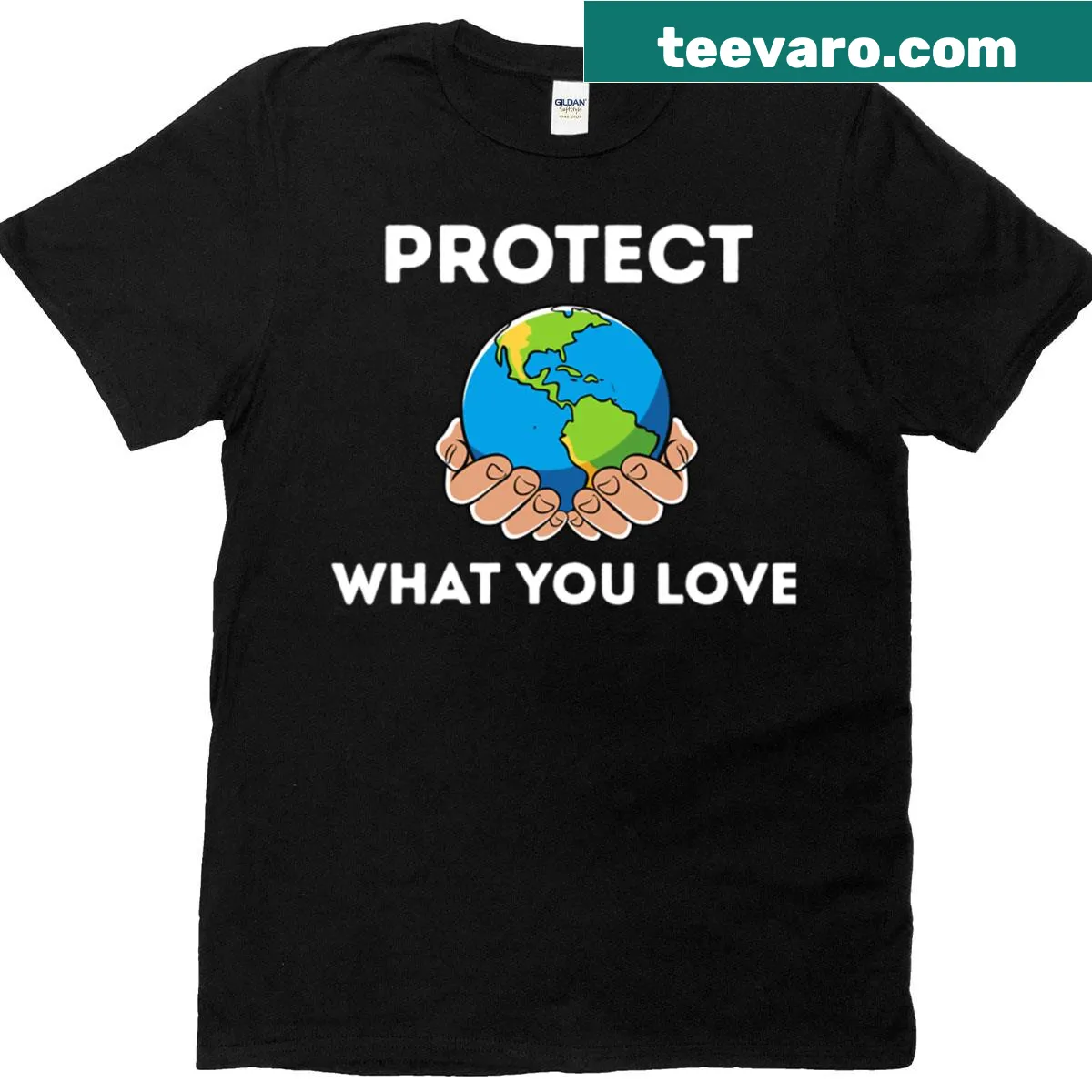 Retro nature-inspired T-shirt with the message 'Protect What You Love' — on a men's t-shirt