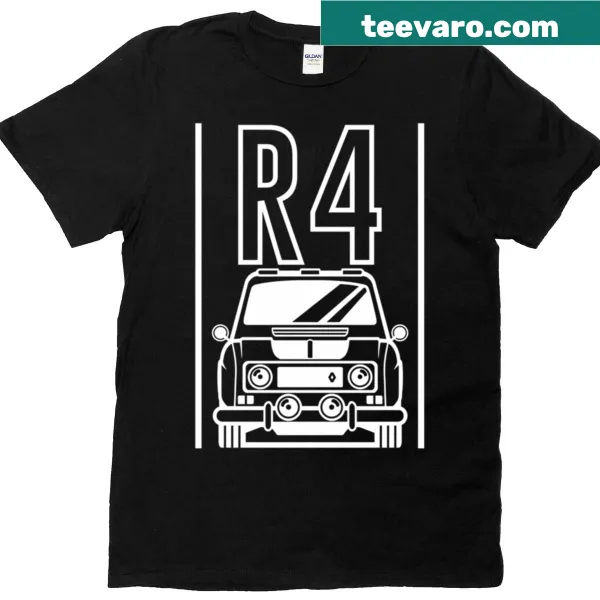 Vintage-style T-shirt featuring an illustration of a Renault 4 car.