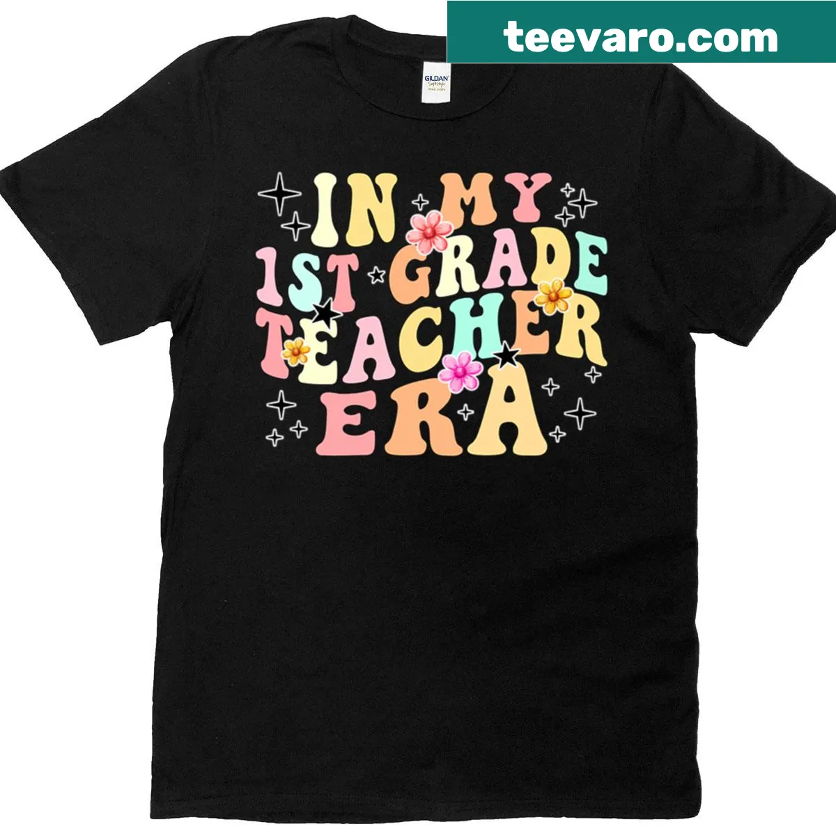 Vintage-style teacher t-shirt with playful retro design elements — on a men's t-shirt