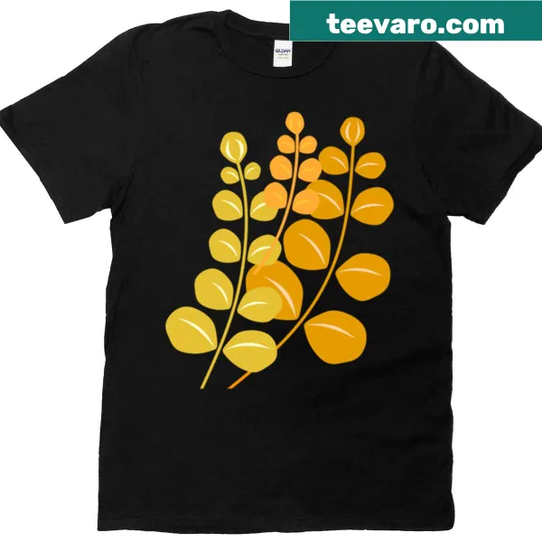 Retro leaf pattern design in a nostalgic style on a t-shirt