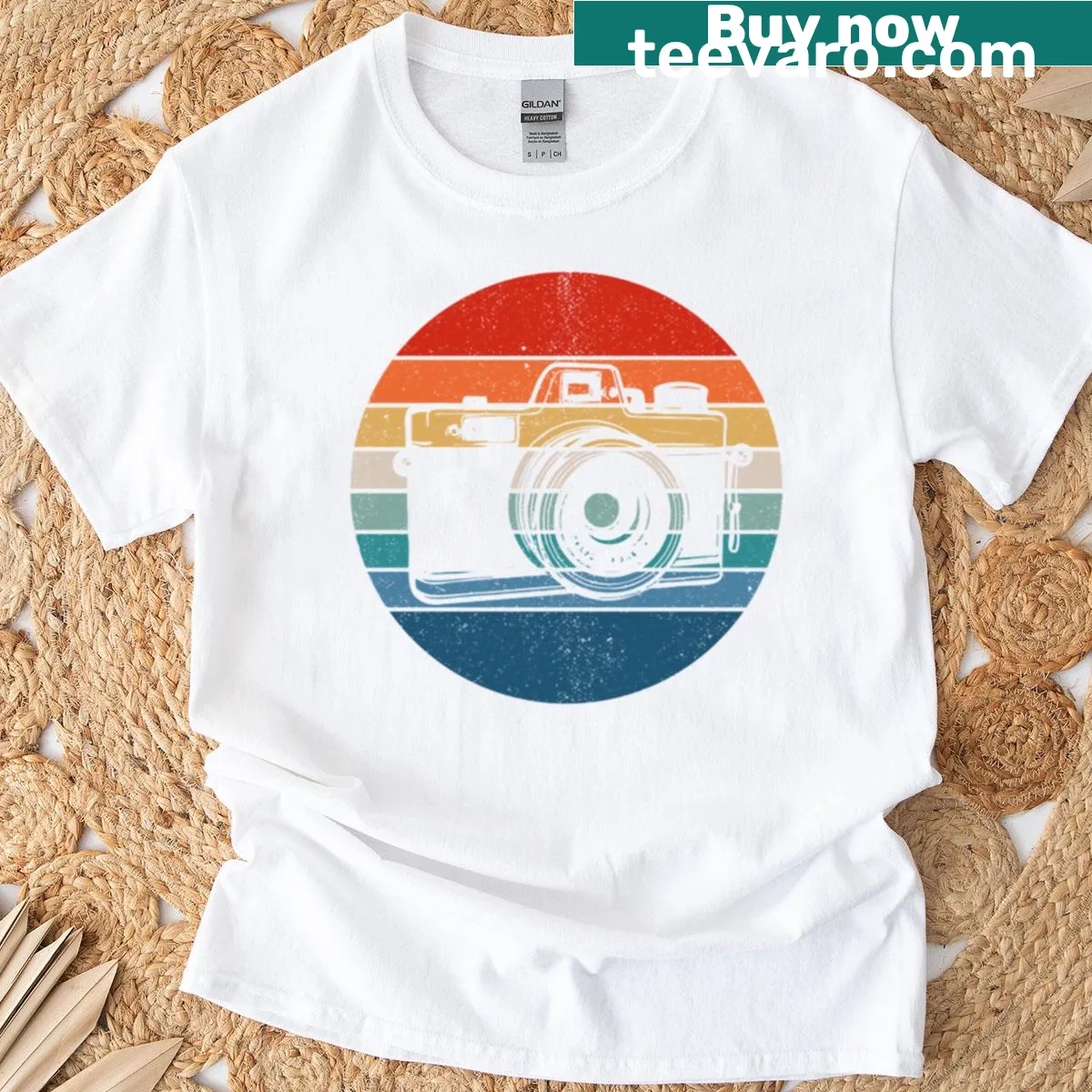 Vintage camera design with a nostalgic look for photography lovers — on a men's t-shirt
