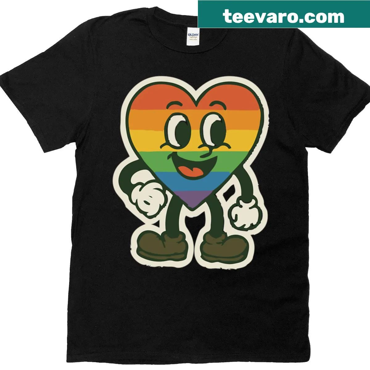 Cartoon heart graphic supporting Gay Pride — on a men's t-shirt