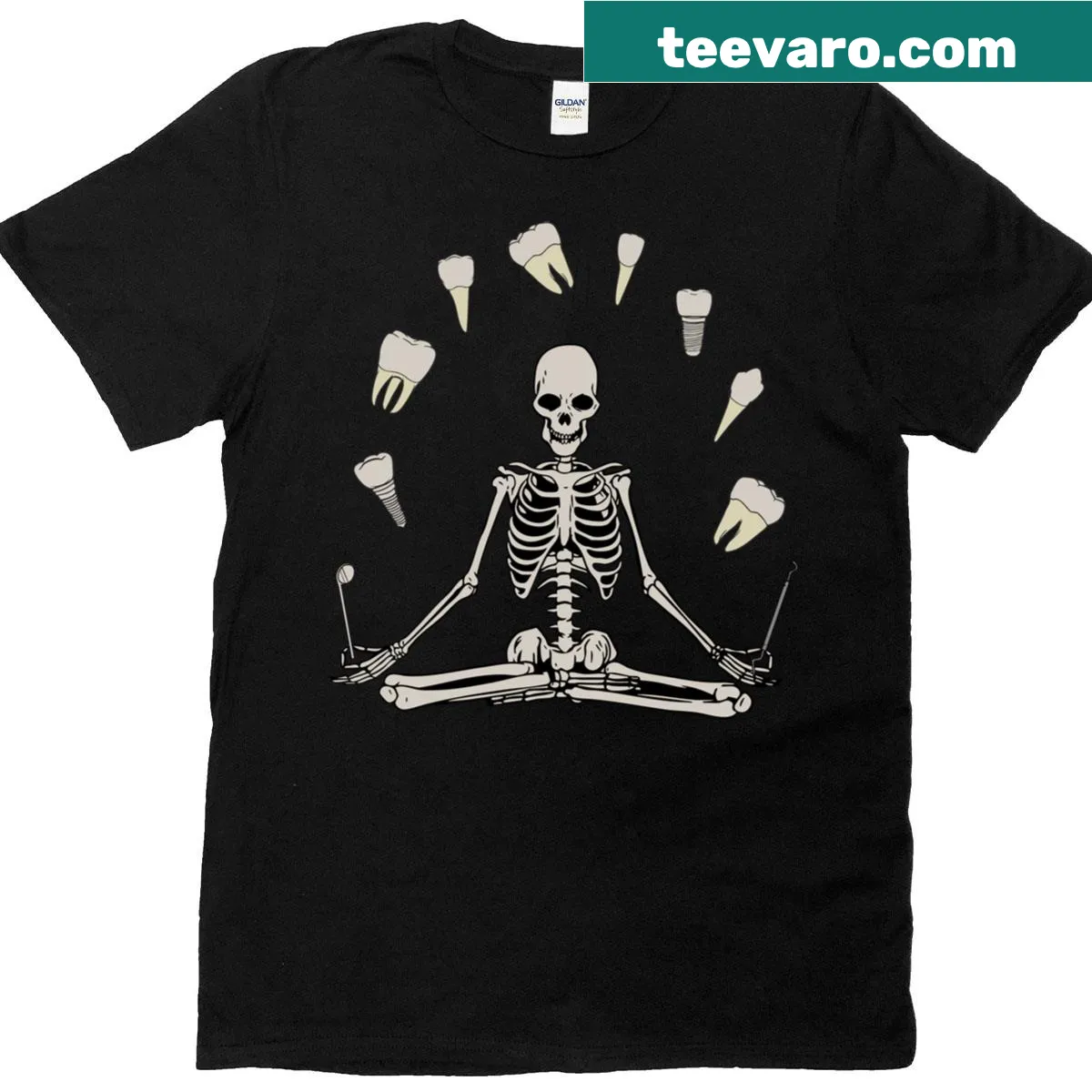 Tooth ghost design for Halloween on a retro t-shirt — on a men's t-shirt